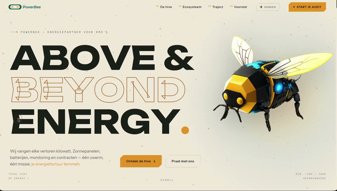 De Powerbee website ontworpen door Pixelshift